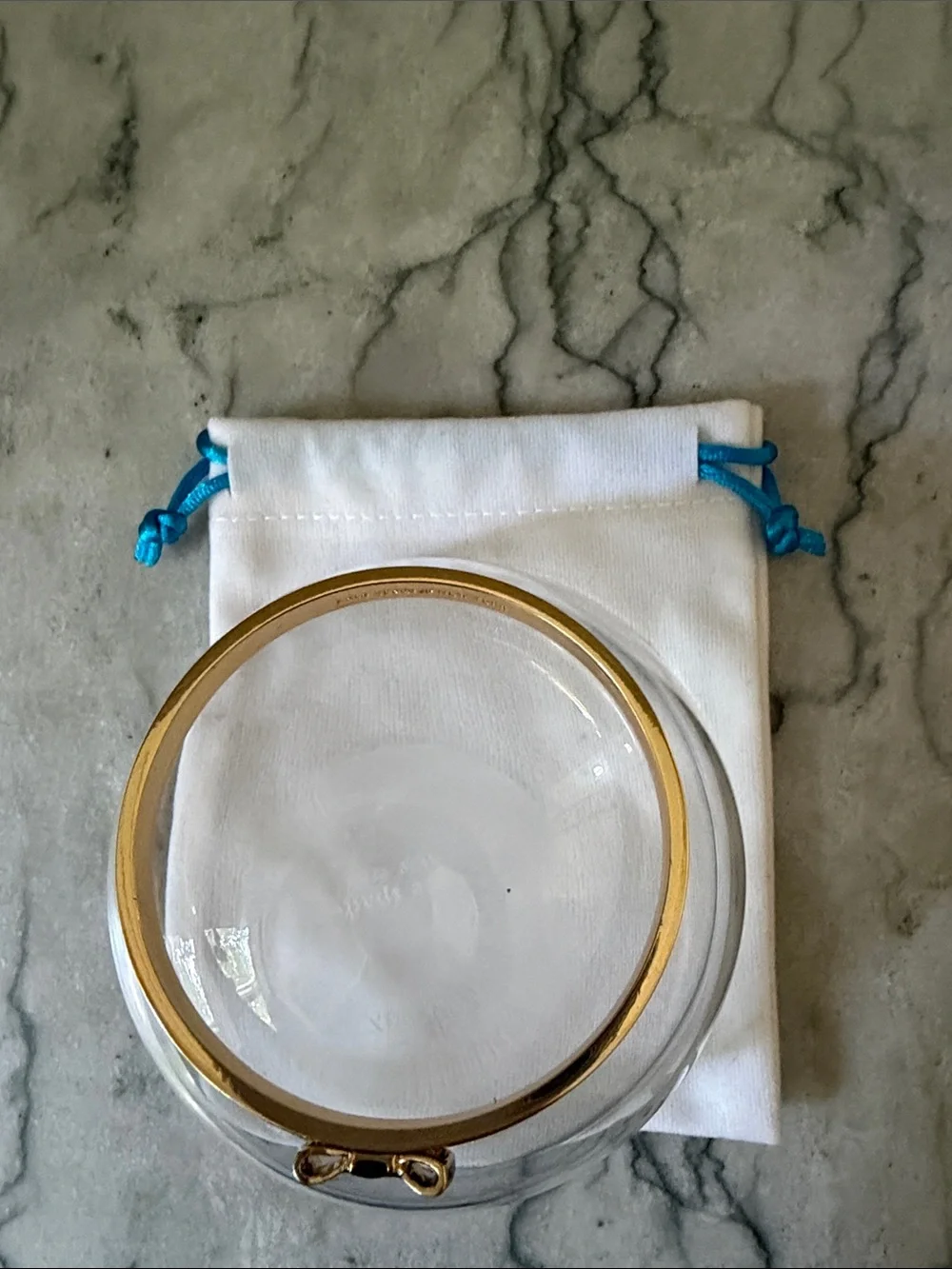 Kate Spade Gold Tone Black Enamel Bow Bangle Bracelet